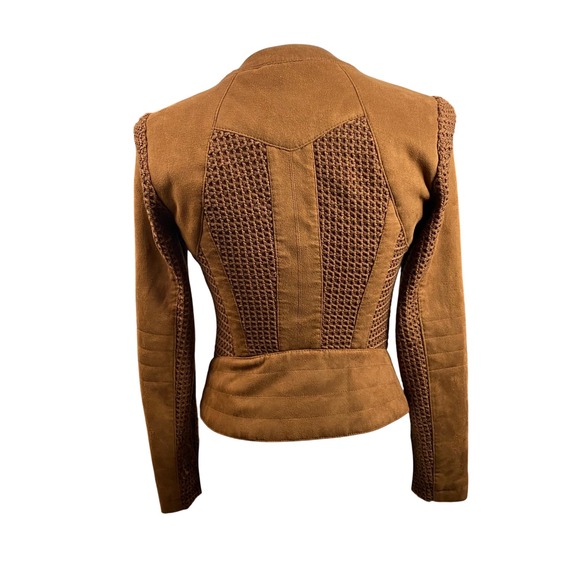 BNCI by Blanc Noir Women's Brown Suede Knit Moto Jacket Size S - Picture 11 of 13